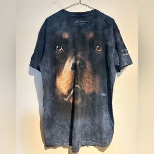 The Mountain Rottweiler Face Tie Dye T-Shirt Men's L Y2K Printed Graphic Cotton